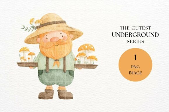 Add Charm and Creativity to Your Projects with the Gnome Gardener Carrying Mushrooms PNG