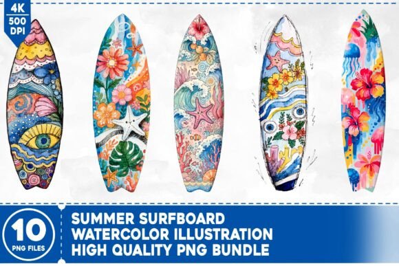 Creative Freedom with the Summer Surfboard Watercolor Bundle: A Guide to Commercial Digital Art