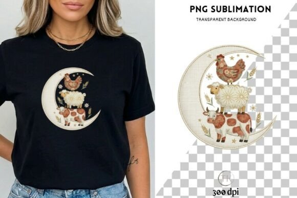 Farm Animals Moon PNG Cow Sheep: Bringing Boho Farmhouse Charm to Your Creative Projects