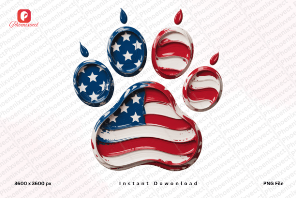 Patriotic Dog Paw PNG for Creative Design
