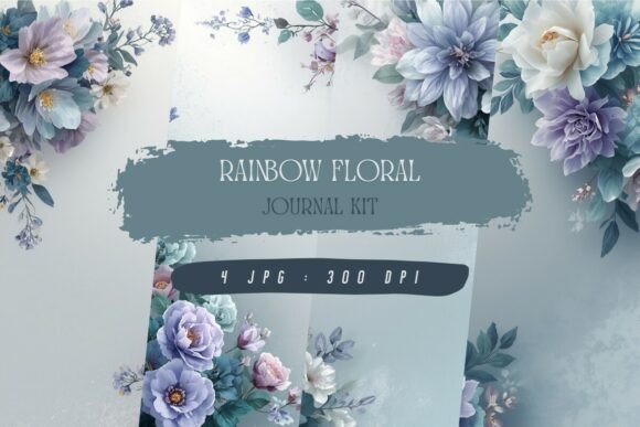 Rainbow Floral Journal Kit, Wallpaper: Strategic Application for Creative Planning and Brand Aesthetics