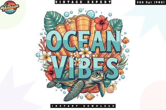 Sea Turtle Summer Ocean Vibes PNG Design