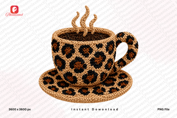 Strategic Application of Faux Yarn Crochet Leopard Coffee Cup PNG in Modern Design