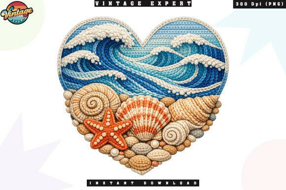 Summer Coastal Love Heart Ocean PNG: Elevating Seasonal Design with High-Resolution Digital Assets