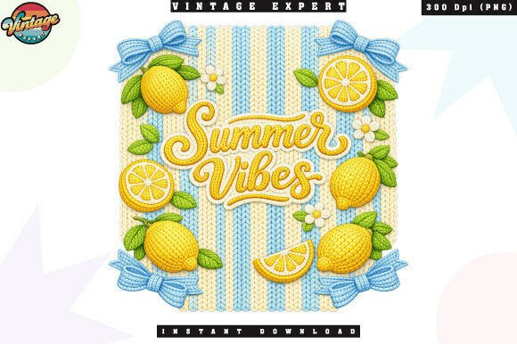 Summer Vibes Lemon Crochet Yarn PNG: A Versatile Design for Summer Crafts and Print-on-Demand Projects