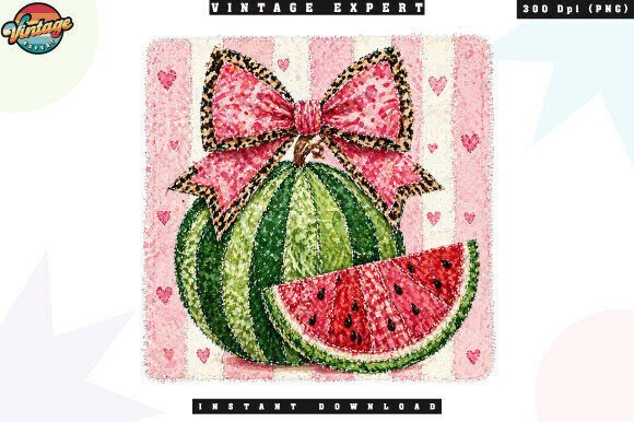 Summer Watermelon Bow Patchwork PNG: A Versatile Design for Creative Projects