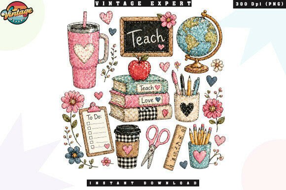 Teacher Faux Glitter School Elements PNG: A Strategic Design Resource for Educators and Creators