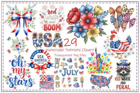 Watercolor Patriotic Clipart Bundle: A Creative Resource for Independence Day