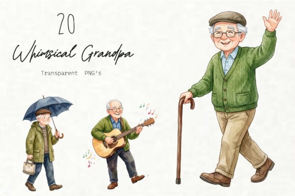Whimsical Grandpa Clipart: A Playful Design Staple